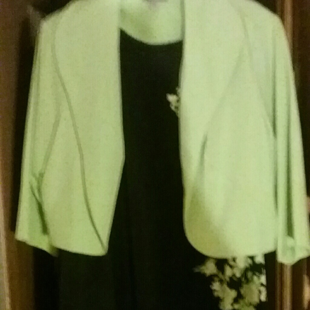 Dress with lime green jacket